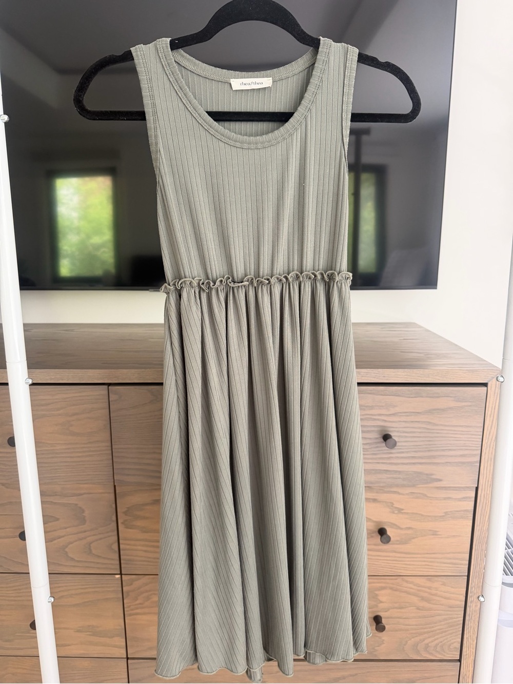 Ribbed Tank Dress in Sage Green